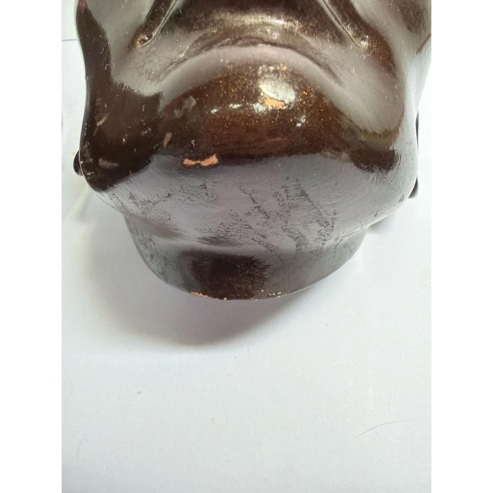 Vintage Female Face Wall Hanging Mask Decor Brown Glaze set of 2